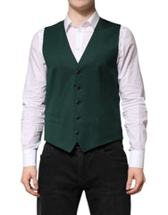 Dolce & Gabbana Green Wool Dress Formal Men Waistcoat Vest - IT48 | M - Vests