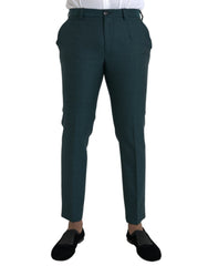 Dolce & Gabbana Green Wool Skinny Slim Dress Pants - IT48 | M - Trousers