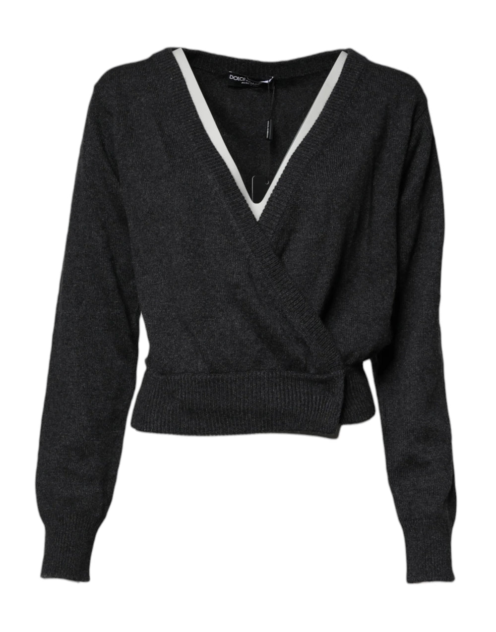 Dolce & Gabbana Grey Cashmere Deep V-neck Pullover Sweater - IT40|S - Sweaters