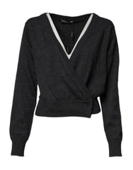 Dolce & Gabbana Grey Cashmere Deep V-neck Pullover Sweater - IT40|S - Sweaters