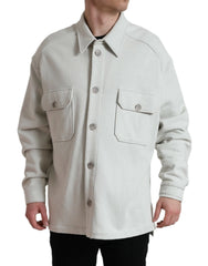 Dolce & Gabbana Grey Cotton Button Down Collared Coat Jacket - IT48 | M - Coats & Jackets