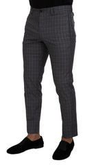 Dolce & Gabbana Grey Cotton Checkered Chino Pants - IT48 | M / Material: 100% Cotton - Chinos