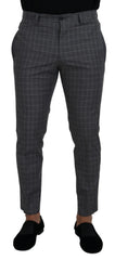 Dolce & Gabbana Grey Cotton Checkered Chino Pants - IT48 | M / Material: 100% Cotton - Chinos