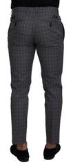 Dolce & Gabbana Grey Cotton Checkered Chino Pants - IT48 | M / Material: 100% Cotton - Chinos
