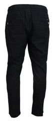 Dolce & Gabbana Grey Cotton Tapered Cotton Pants - Jeans