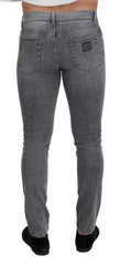 Dolce & Gabbana Grey Washed Cotton Skinny Denim Jeans - IT44 | XS - Jeans