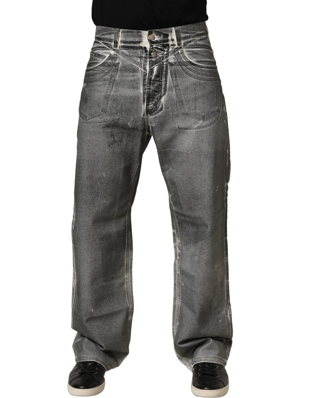 Dolce & Gabbana Grey Washed Mid Waist Straight Denim Jeans - IT46 | S