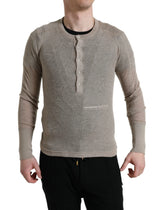 Dolce & Gabbana Henley Pullover Beige Cashmere Sweater - Sweaters
