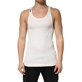Dolce & Gabbana Ivory Cotton Ribbed Sleeveless Tank Top T-shirt