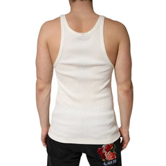 Dolce & Gabbana Ivory Cotton Ribbed Sleeveless Tank Top T-shirt