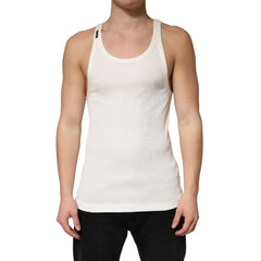 Dolce & Gabbana Ivory Cotton Ribbed Sleeveless Tank Top T-shirt