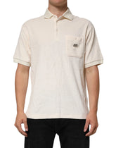 Dolce & Gabbana Ivory Cotton Terry Logo Pocket Polo T-shirt - Polos