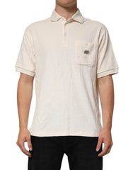 Dolce & Gabbana Ivory Cotton Terry Logo Pocket Polo T-shirt - Polos