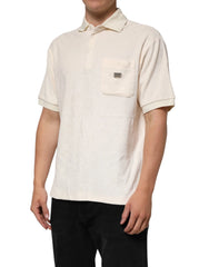 Dolce & Gabbana Ivory Cotton Terry Logo Pocket Polo T-shirt - Polos