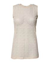 Dolce & Gabbana Ivory Nylon Logo See Through Sleeveless Tank Top - IT2 | S - Tank Tops