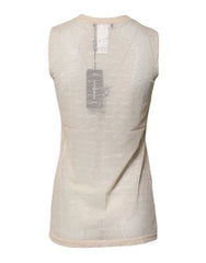 Dolce & Gabbana Ivory Nylon Logo See Through Sleeveless Tank Top - IT2 | S - Tank Tops