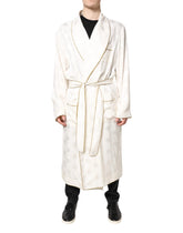 Dolce & Gabbana Ivory Silk Logo Men Wrap Robe Coat Jacket - IT52 | XL - Robes