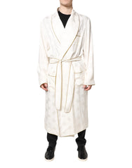 Dolce & Gabbana Ivory Silk Logo Men Wrap Robe Coat Jacket - IT52 | XL - Robes