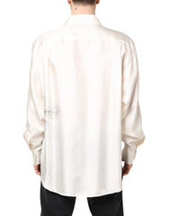 Dolce & Gabbana Ivory Silk Long Sleeves Men Casual Shirt - IT40 | M - Shirts