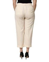 Dolce & Gabbana Ivory Wool Mid Waist Cropped Trouser Pants - IT42|M
