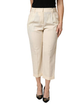 Dolce & Gabbana Ivory Wool Mid Waist Cropped Trouser Pants - IT42|M