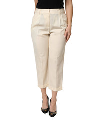 Dolce & Gabbana Ivory Wool Mid Waist Cropped Trouser Pants - IT42|M