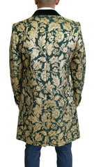 Dolce & Gabbana DOLCE & GABBANA Jacket SICILIA Green Gold Jacquard Long Coat - IT52 | XL - Overcoats