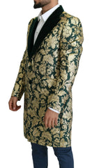 Dolce & Gabbana DOLCE & GABBANA Jacket SICILIA Green Gold Jacquard Long Coat - IT52 | XL - Overcoats