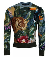 Dolce & Gabbana Jungle Wool Silk Pullover Logo Sweater - Sweaters