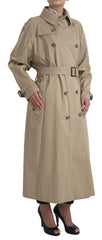 Dolce & Gabbana Khaki Double Breasted Trench Coat Jacket - IT46|XL - Trench Coats