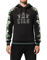 Dolce & Gabbana KING Black Orchid Floral Crown Logo Hoodie Sweater - Hoodies