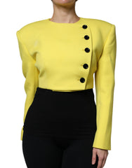 Dolce & Gabbana Lemon Yellow Wool Long Sleeves Cropped Coat Jacket - Bolero Jackets