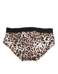 Dolce & Gabbana Leopard Print Black Waistband Cotton Underwear - IT4 | L - Briefs