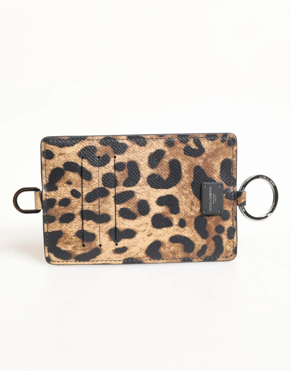 Dolce & Gabbana Leopard Print Leather Embossed Lanyard Card Holder Wallet - Card Cases