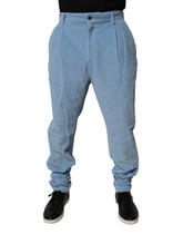 Dolce & Gabbana Light Blue Corduroy Cotton Skinny Denim Jeans - IT50 | L - Jeans