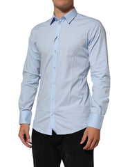 Dolce & Gabbana Light Blue Cotton GOLD Formal Men Dress Shirt - IT39 | S - Shirts