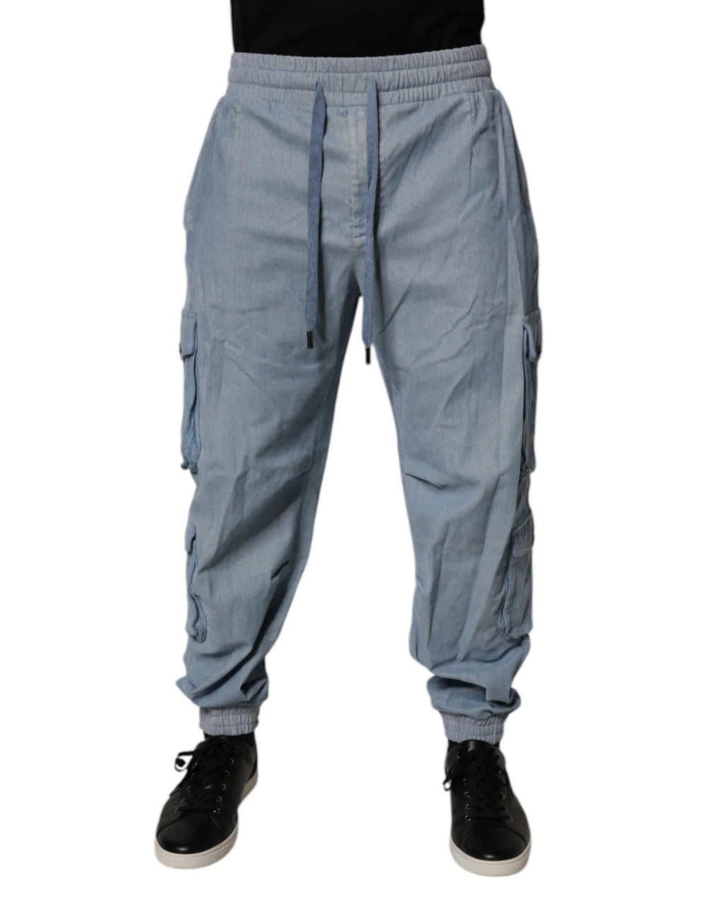 Dolce & Gabbana Light Blue Cotton Jogger Cargo Men Denim Pants - IT50 | L - Cargo Pants