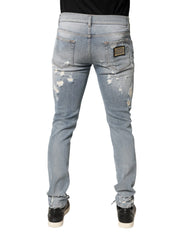 Dolce & Gabbana Light Blue Distressed Skinny Men Denim Jeans - IT50 | L
