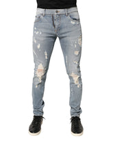 Dolce & Gabbana Light Blue Distressed Skinny Men Denim Jeans - IT50 | L