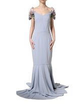 Dolce & Gabbana Helevasini Ristikukujuliste Õiedega Varrukatega Kleid - IT38 | XS