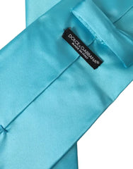 Dolce & Gabbana Light Blue Satin Silk Wide Adjustable Men Tie - Neckties