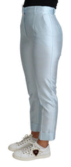 Dolce & Gabbana Light Blue Silk Cropped Tapered Trouser Pants - IT38|XS - Trousers