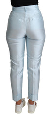 Dolce & Gabbana Light Blue Silk Cropped Tapered Trouser Pants - IT38|XS - Trousers