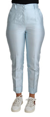 Dolce & Gabbana Light Blue Silk Cropped Tapered Trouser Pants - IT38|XS - Trousers
