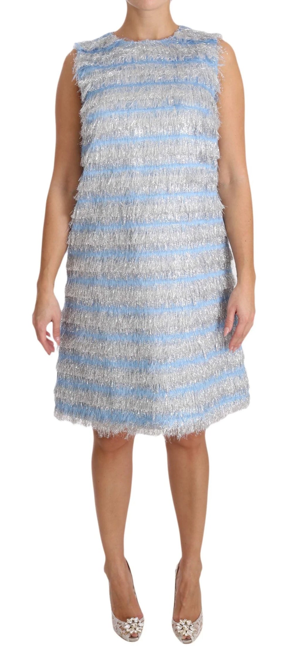 Dolce & Gabbana Light Blue Silver Shift Gown Dress - Dresses