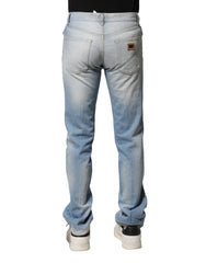 Dolce & Gabbana Light Blue Washed Straight Fit Denim Jeans - IT44 | XS - Jeans