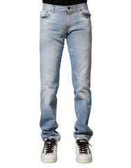 Dolce & Gabbana Light Blue Washed Straight Fit Denim Jeans - IT44 | XS - Jeans