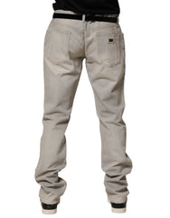 Dolce & Gabbana Light Gray Cotton Straight Denim Trouser Jeans