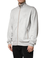 Dolce & Gabbana Light Gray Cotton Zipped Cardigan Sweater - IT54 | XL