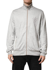 Dolce & Gabbana Light Gray Cotton Zipped Cardigan Sweater - IT54 | XL